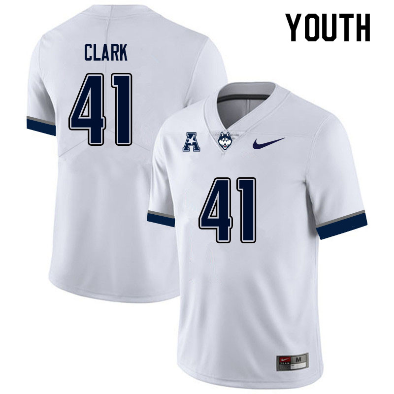 Youth #41 Hunter Clark Uconn Huskies College Football Jerseys Sale-White - Click Image to Close